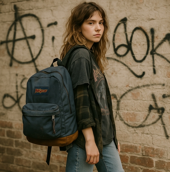 Jansport Blue and Brown Backpack - Picture 1 of 16